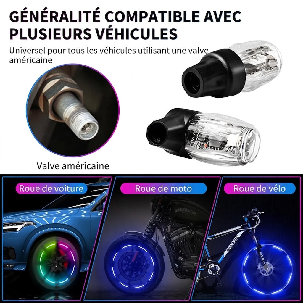 Compatibilité multi-véhicules – valve américaine