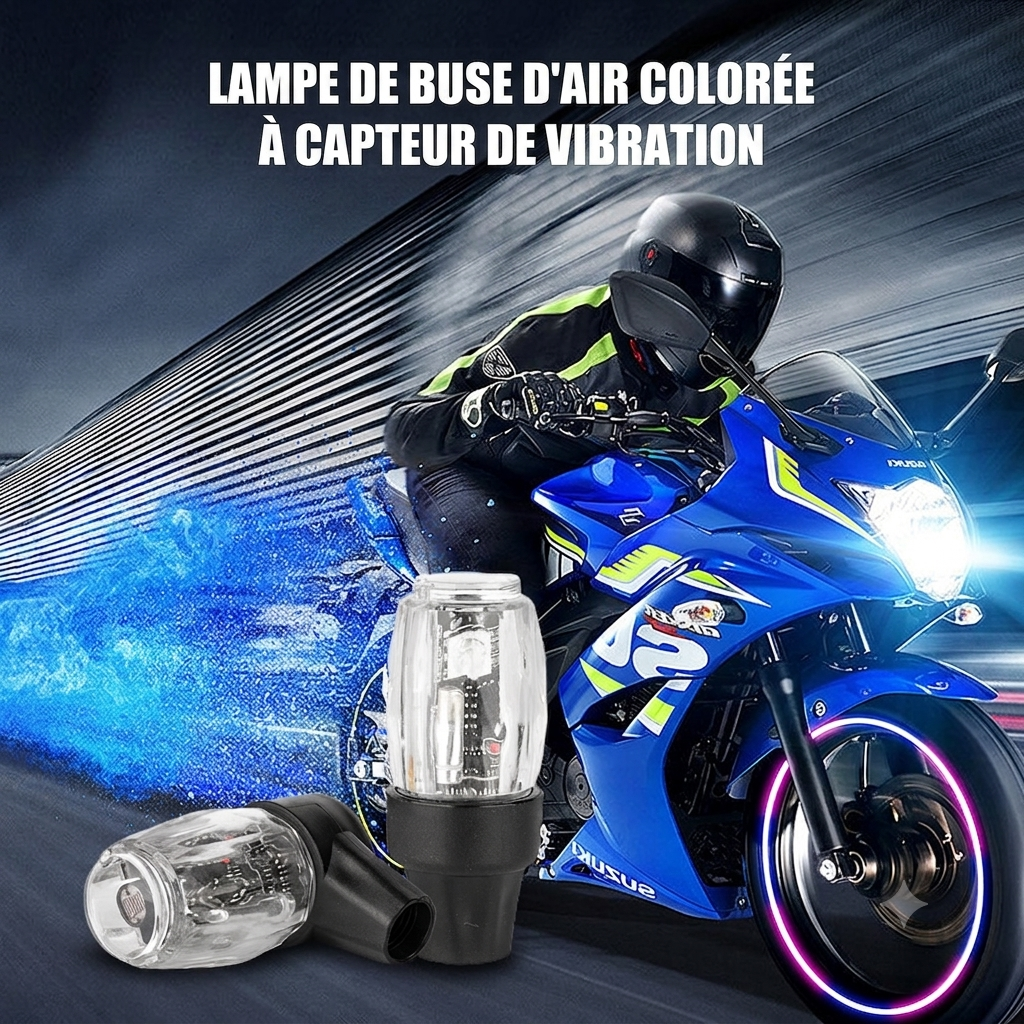 Lampe de buse d'air colorée à capteur de vibration - moto