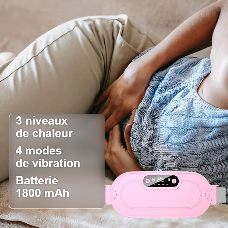 Ceinture chauffante – 3 niveaux de chaleur, 4 modes de vibration